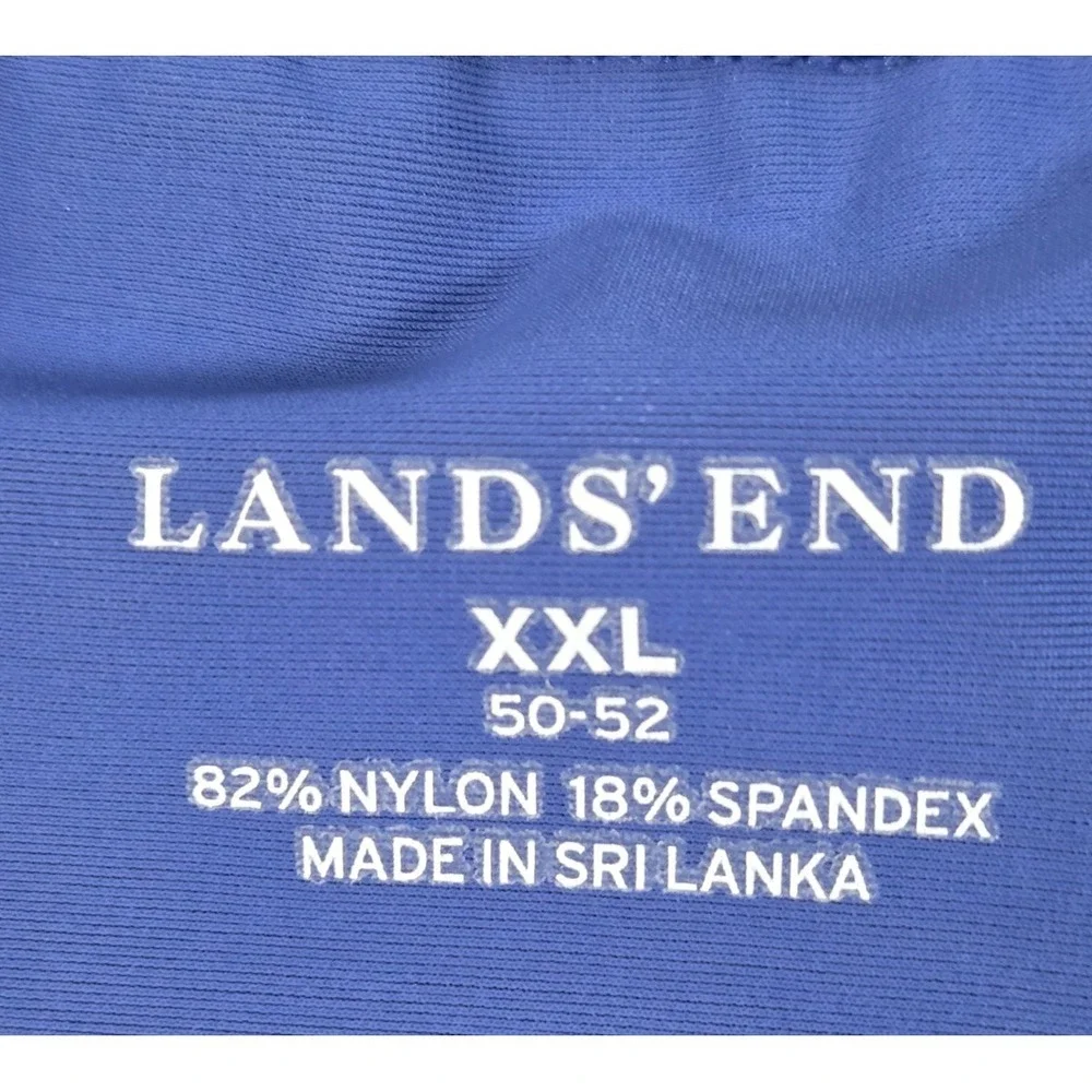 Lands End 2XL Rash Guard‎ Sport Moisture Wick Shirt Royal Blue Zip Close Beach